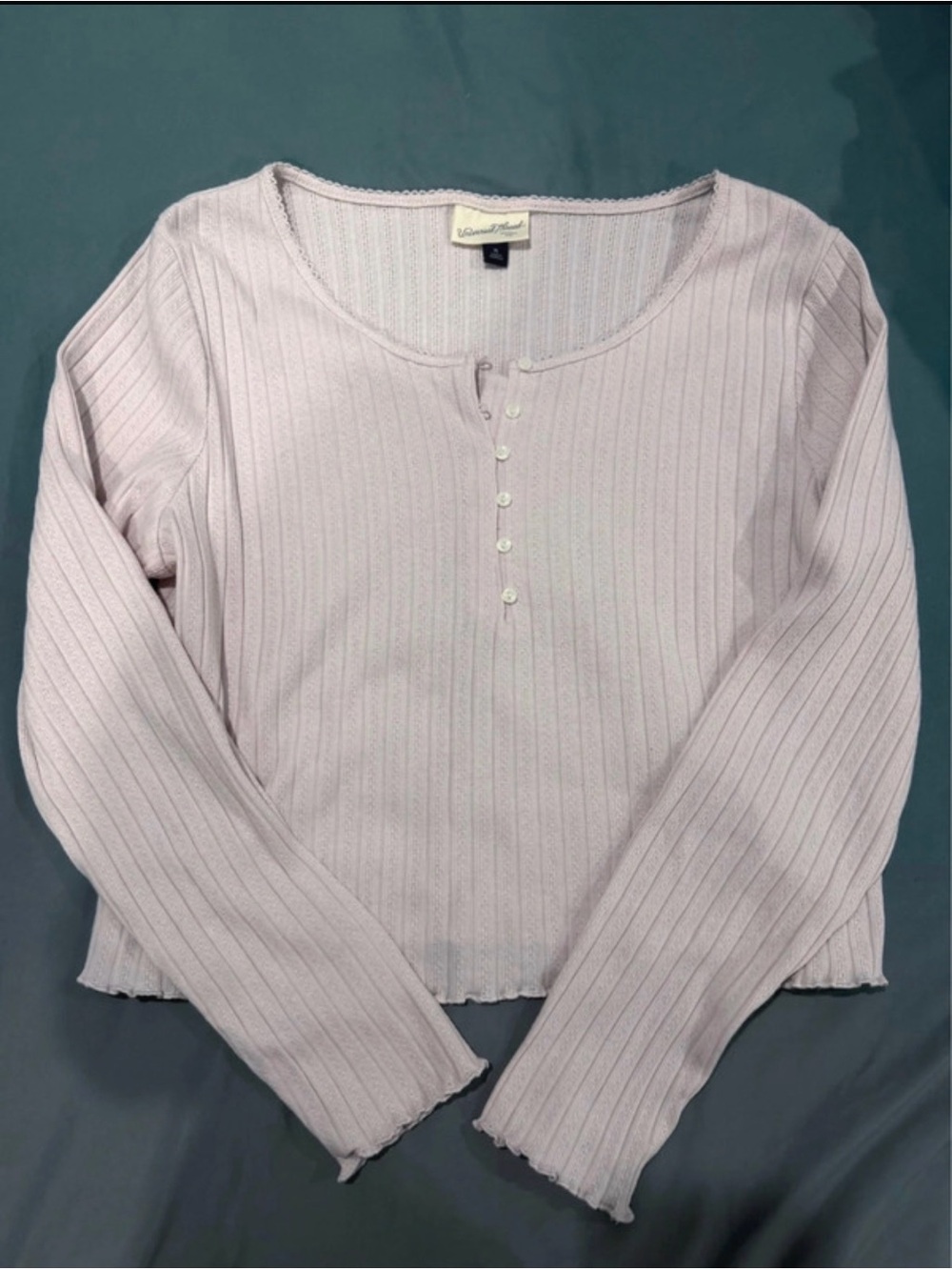 Blush Pink Ribbed Long Sleeves Top